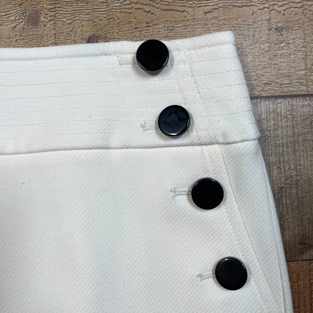 LOFT Cream with Black Buttons Lined Skirt size 12 - Picture 2 of 4